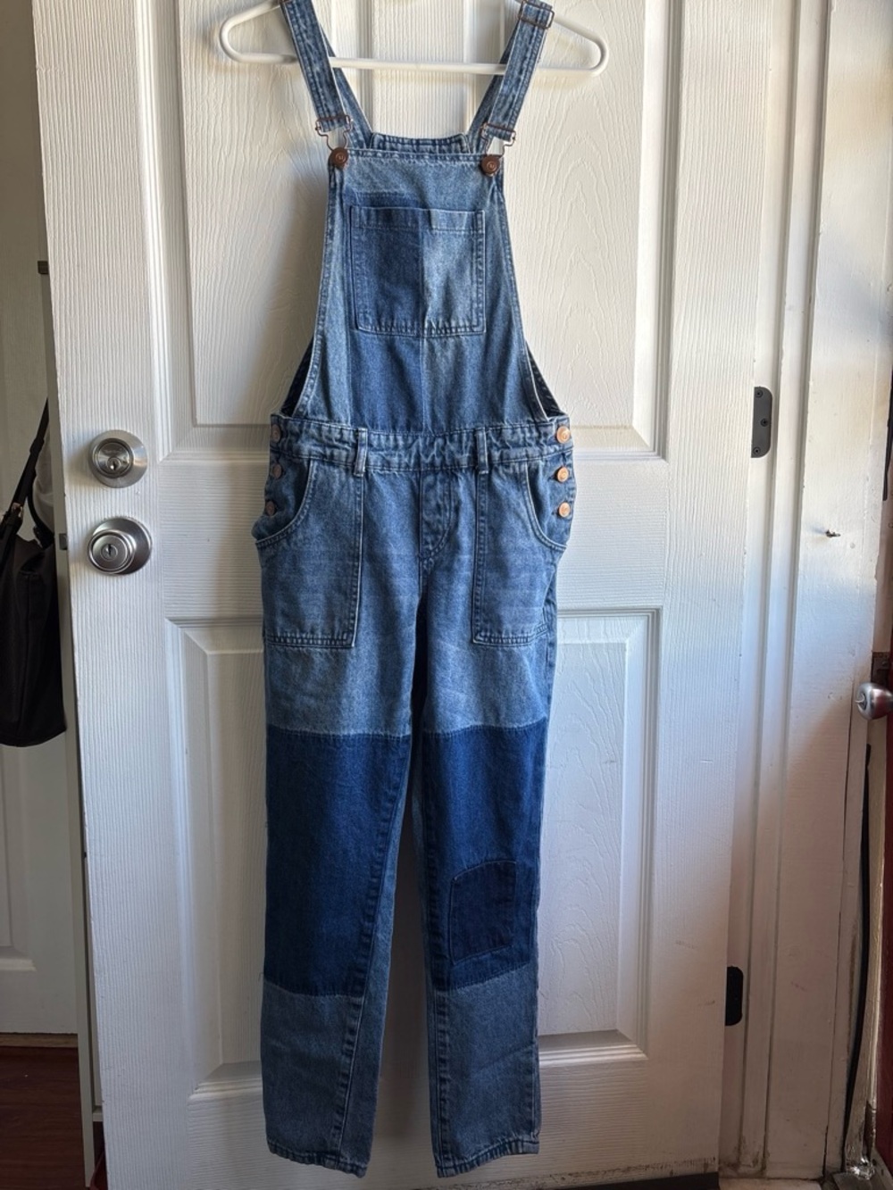 🪴Cotton On Slim Blue Colorblock Denim Overall Jumpsuit w/ Pockets, Women’s 2